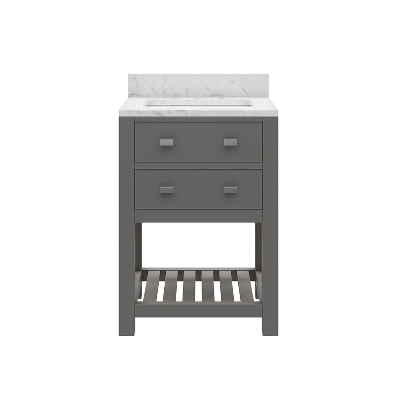 Water Creation MA24CW - Madalyn 24 In. Single Sink Pre-Assembled Transitional Style Bathroom Vanity With 1" Carrara White Marble Top