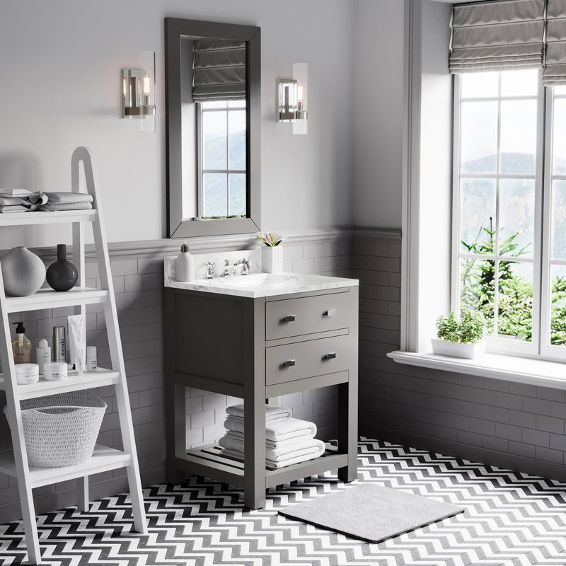 Water Creation MA24CW - Madalyn 24 In. Single Sink Pre-Assembled Transitional Style Bathroom Vanity With 1" Carrara White Marble Top