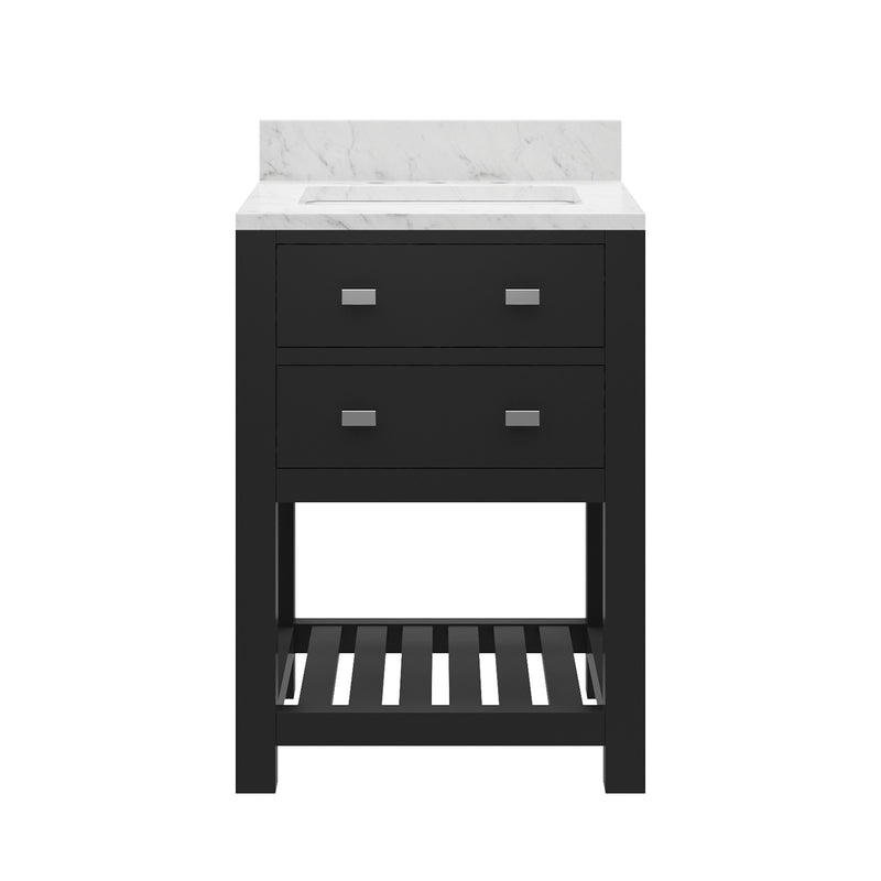 Water Creation MA24CW - Madalyn 24 In. Single Sink Pre-Assembled Transitional Style Bathroom Vanity With 1" Carrara White Marble Top