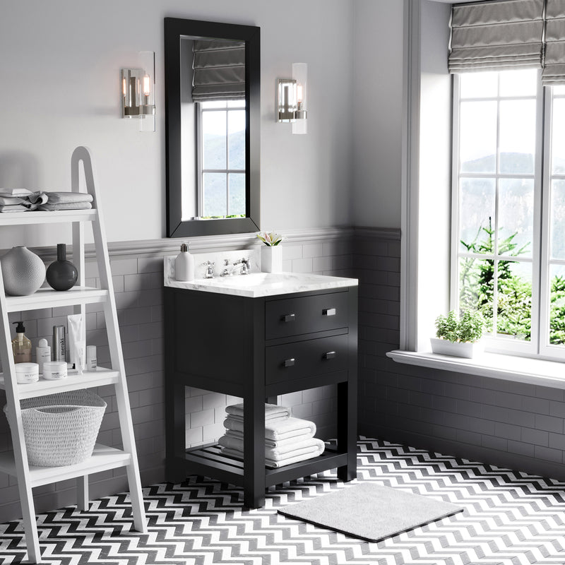 Water Creation MA24CW - Madalyn 24 In. Single Sink Pre-Assembled Transitional Style Bathroom Vanity With 1" Carrara White Marble Top