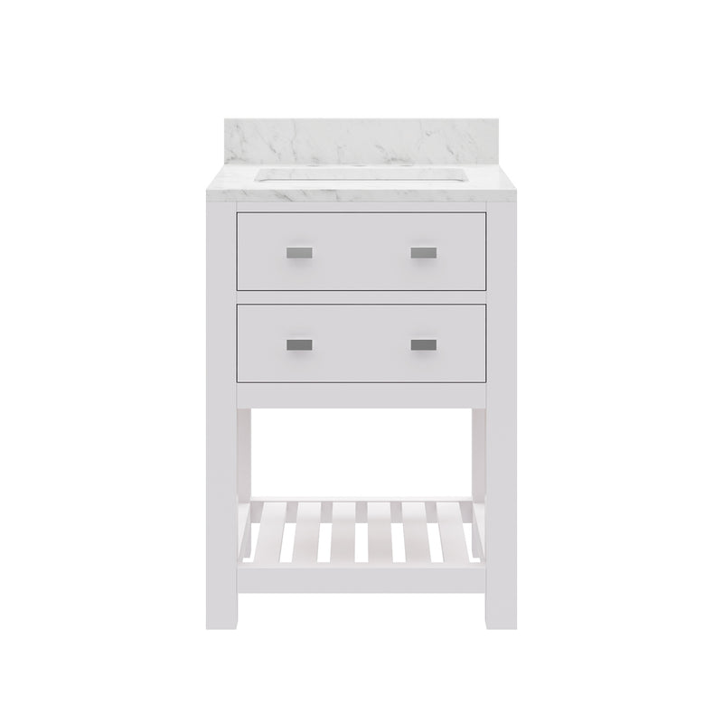 Water Creation MA24CW - Madalyn 24 In. Single Sink Pre-Assembled Transitional Style Bathroom Vanity With 1" Carrara White Marble Top