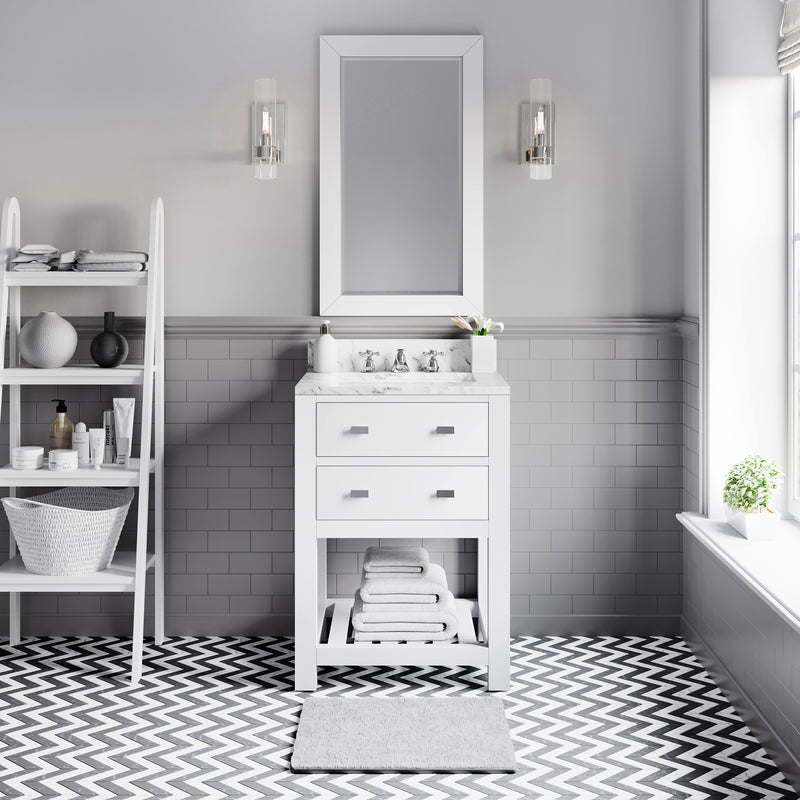 Water Creation MA24CW - Madalyn 24 In. Single Sink Pre-Assembled Transitional Style Bathroom Vanity With 1" Carrara White Marble Top
