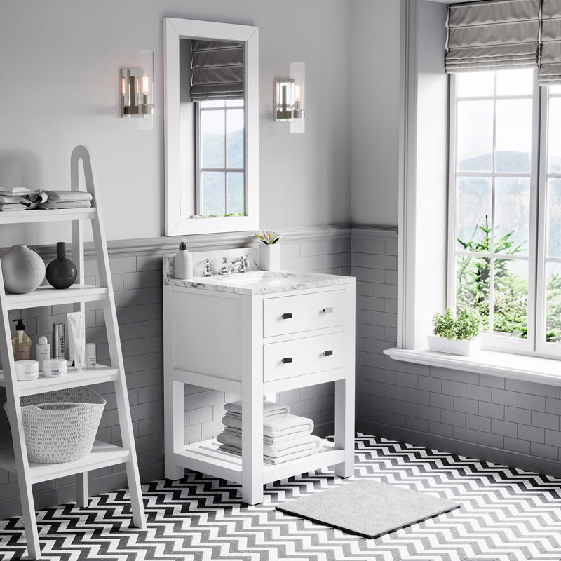 Water Creation MA24CW - Madalyn 24 In. Single Sink Pre-Assembled Transitional Style Bathroom Vanity With 1" Carrara White Marble Top