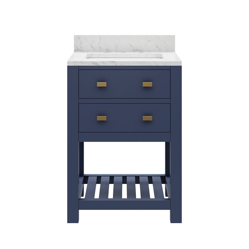 Water Creation MA24CW - Madalyn 24 In. Single Sink Pre-Assembled Transitional Style Bathroom Vanity With 1" Carrara White Marble Top