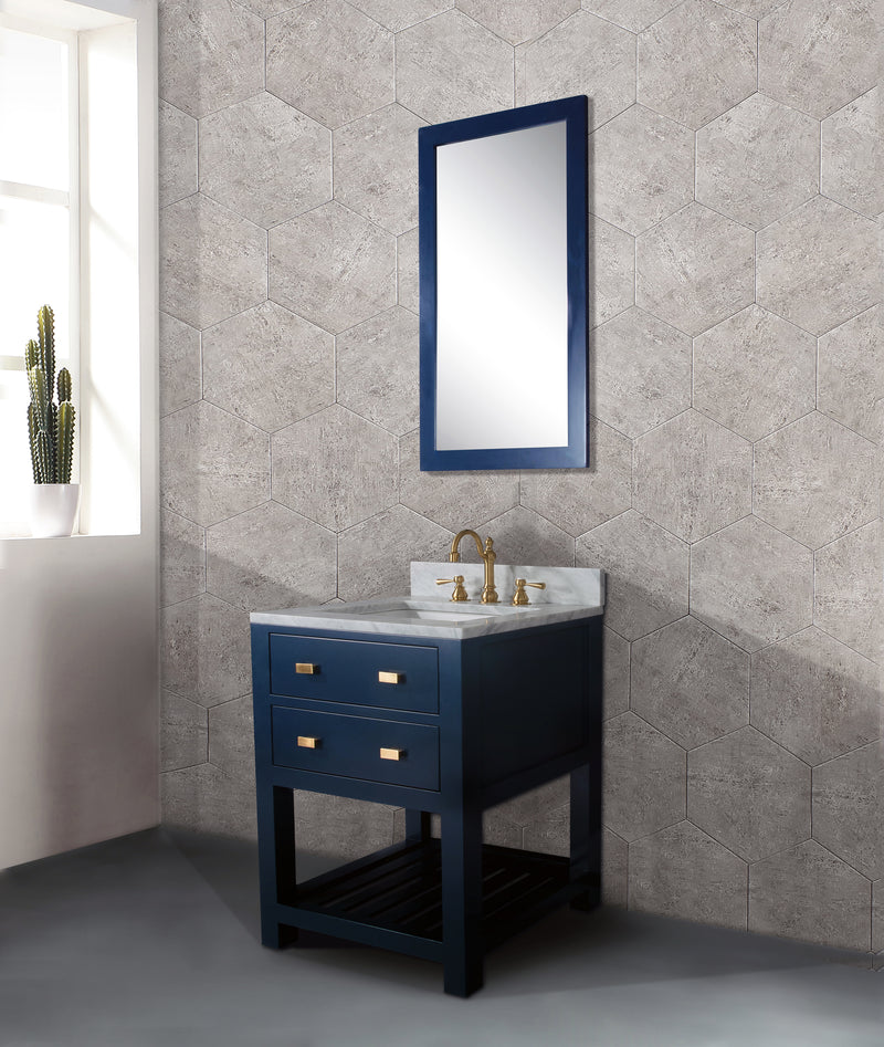 Water Creation MA24CW - Madalyn 24 In. Single Sink Pre-Assembled Transitional Style Bathroom Vanity With 1" Carrara White Marble Top