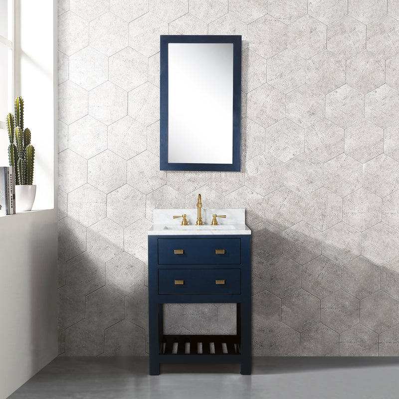 Water Creation MA24CW - Madalyn 24 In. Single Sink Pre-Assembled Transitional Style Bathroom Vanity With 1" Carrara White Marble Top