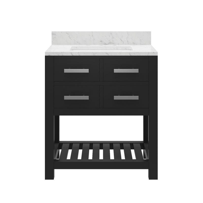 Water Creation MA30CW - Madalyn 30 In. Single Sink Pre-Assembled Transitional Style Bathroom Vanity With 1" Carrara White Marble Top