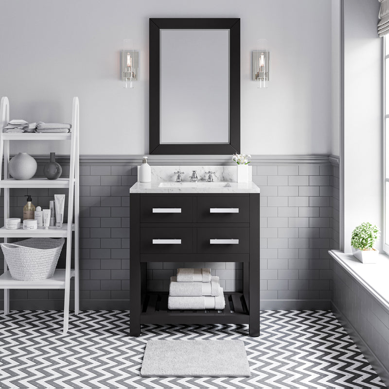 Water Creation MA30CW - Madalyn 30 In. Single Sink Pre-Assembled Transitional Style Bathroom Vanity With 1" Carrara White Marble Top