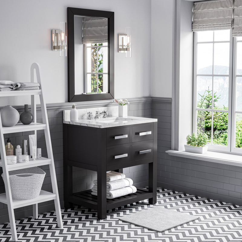 Water Creation MA30CW - Madalyn 30 In. Single Sink Pre-Assembled Transitional Style Bathroom Vanity With 1" Carrara White Marble Top