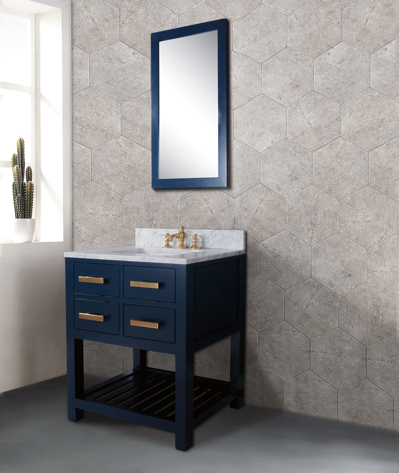 Water Creation MA30CW - Madalyn 30 In. Single Sink Pre-Assembled Transitional Style Bathroom Vanity With 1" Carrara White Marble Top