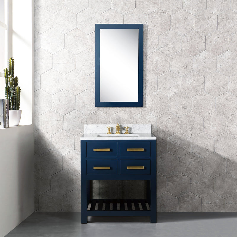 Water Creation MA30CW - Madalyn 30 In. Single Sink Pre-Assembled Transitional Style Bathroom Vanity With 1" Carrara White Marble Top