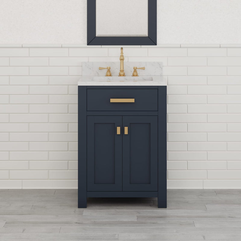 Water Creation MS24CW - Madison 24 In. Single Sink Pre-Assembled Transitional Style Bathroom Vanity With 1" Carrara White Marble Top