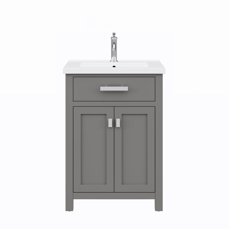 Water Creation MY24CR - Myra 24 In. Single Integrated Rectangular Ceramic Sink Pre-Assembled Transitional Style Bathroom Vanity