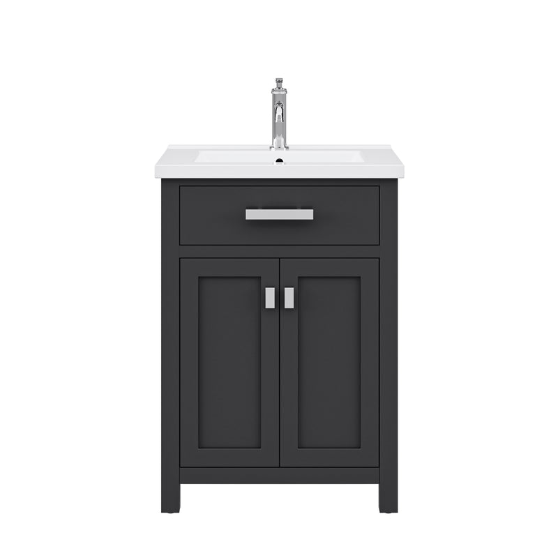 Water Creation MY24CR - Myra 24 In. Single Integrated Rectangular Ceramic Sink Pre-Assembled Transitional Style Bathroom Vanity