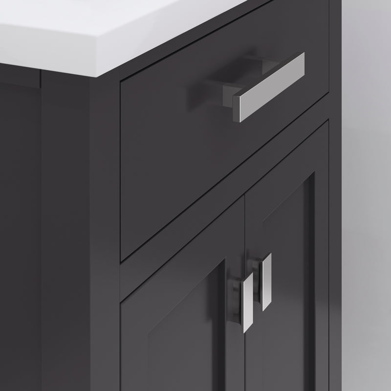Water Creation MY24CR - Myra 24 In. Single Integrated Rectangular Ceramic Sink Pre-Assembled Transitional Style Bathroom Vanity