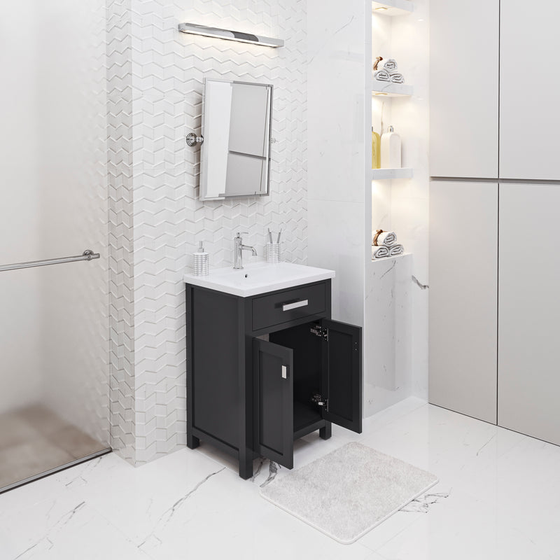 Water Creation MY24CR - Myra 24 In. Single Integrated Rectangular Ceramic Sink Pre-Assembled Transitional Style Bathroom Vanity