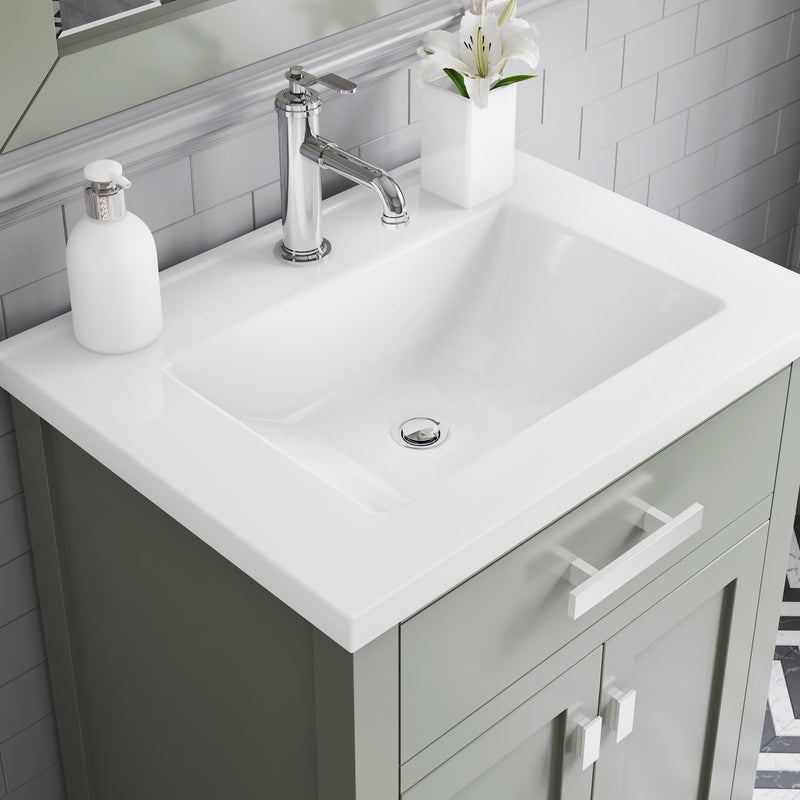 Water Creation MY24CR - Myra 24 In. Single Integrated Rectangular Ceramic Sink Pre-Assembled Transitional Style Bathroom Vanity