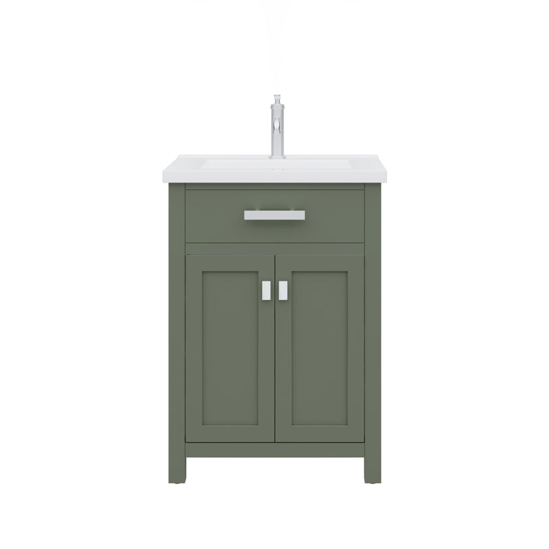 Water Creation MY24CR - Myra 24 In. Single Integrated Rectangular Ceramic Sink Pre-Assembled Transitional Style Bathroom Vanity