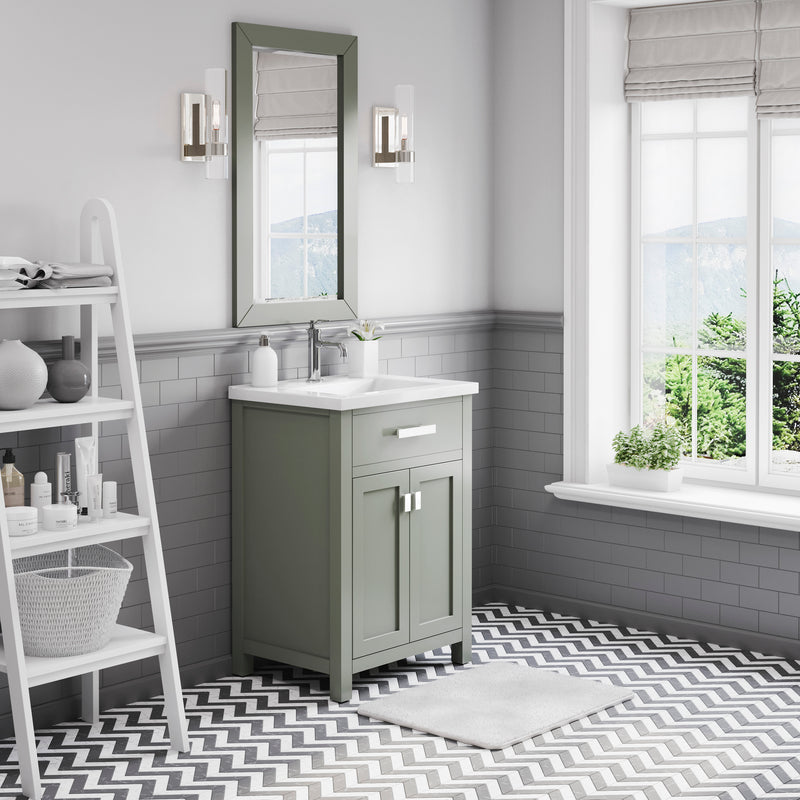 Water Creation MY24CR - Myra 24 In. Single Integrated Rectangular Ceramic Sink Pre-Assembled Transitional Style Bathroom Vanity