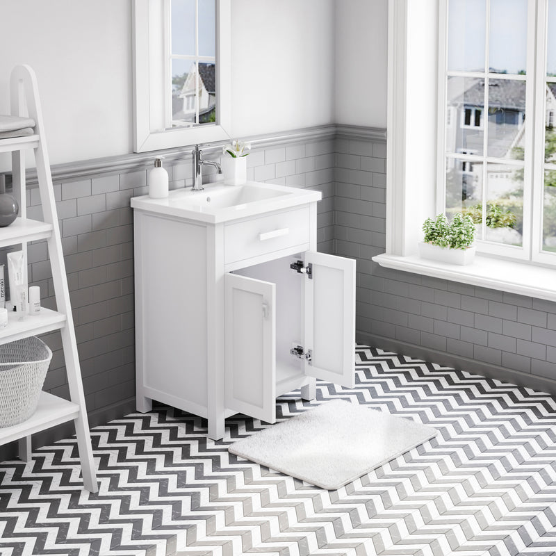 Water Creation MY24CR - Myra 24 In. Single Integrated Rectangular Ceramic Sink Pre-Assembled Transitional Style Bathroom Vanity