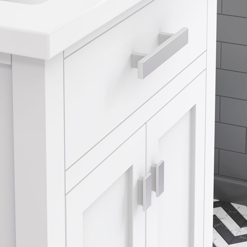 Water Creation MY24CR - Myra 24 In. Single Integrated Rectangular Ceramic Sink Pre-Assembled Transitional Style Bathroom Vanity