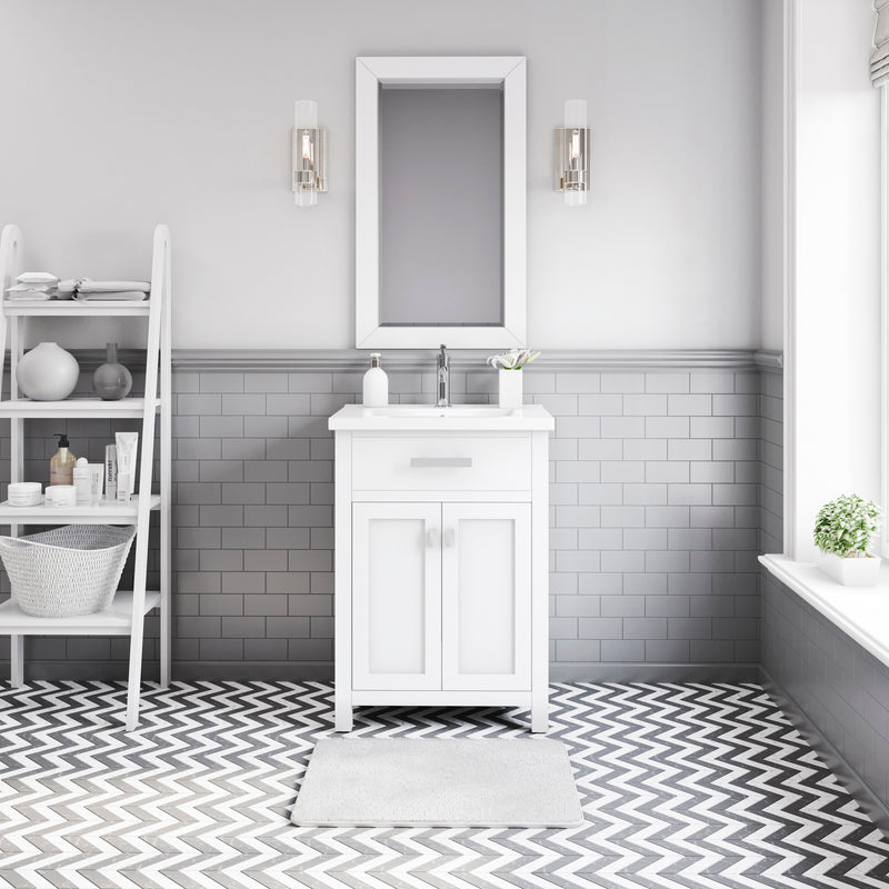 Water Creation MY24CR - Myra 24 In. Single Integrated Rectangular Ceramic Sink Pre-Assembled Transitional Style Bathroom Vanity