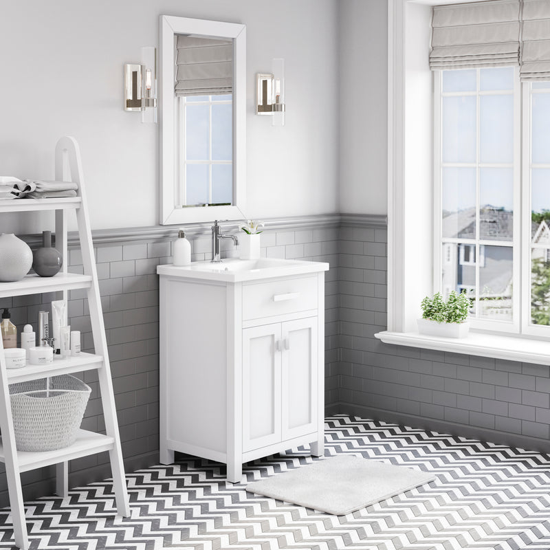 Water Creation MY24CR - Myra 24 In. Single Integrated Rectangular Ceramic Sink Pre-Assembled Transitional Style Bathroom Vanity