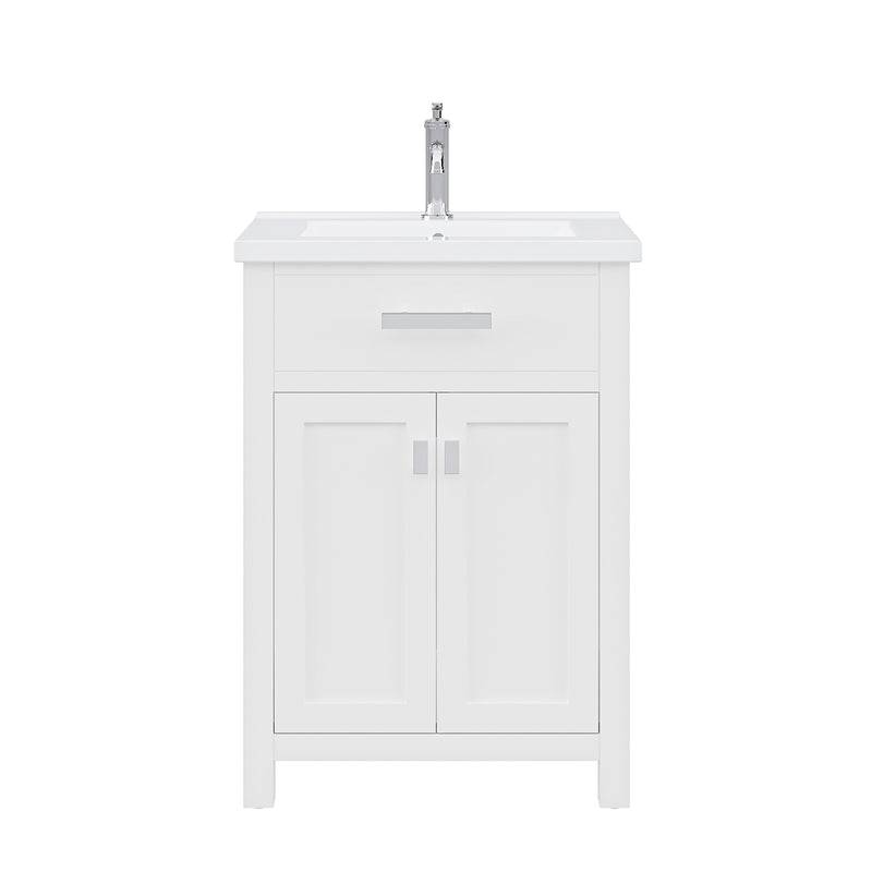 Water Creation MY24CR - Myra 24 In. Single Integrated Rectangular Ceramic Sink Pre-Assembled Transitional Style Bathroom Vanity