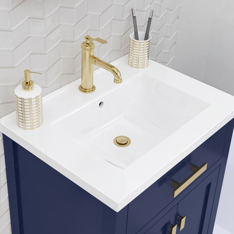 Water Creation MY24CR - Myra 24 In. Single Integrated Rectangular Ceramic Sink Pre-Assembled Transitional Style Bathroom Vanity