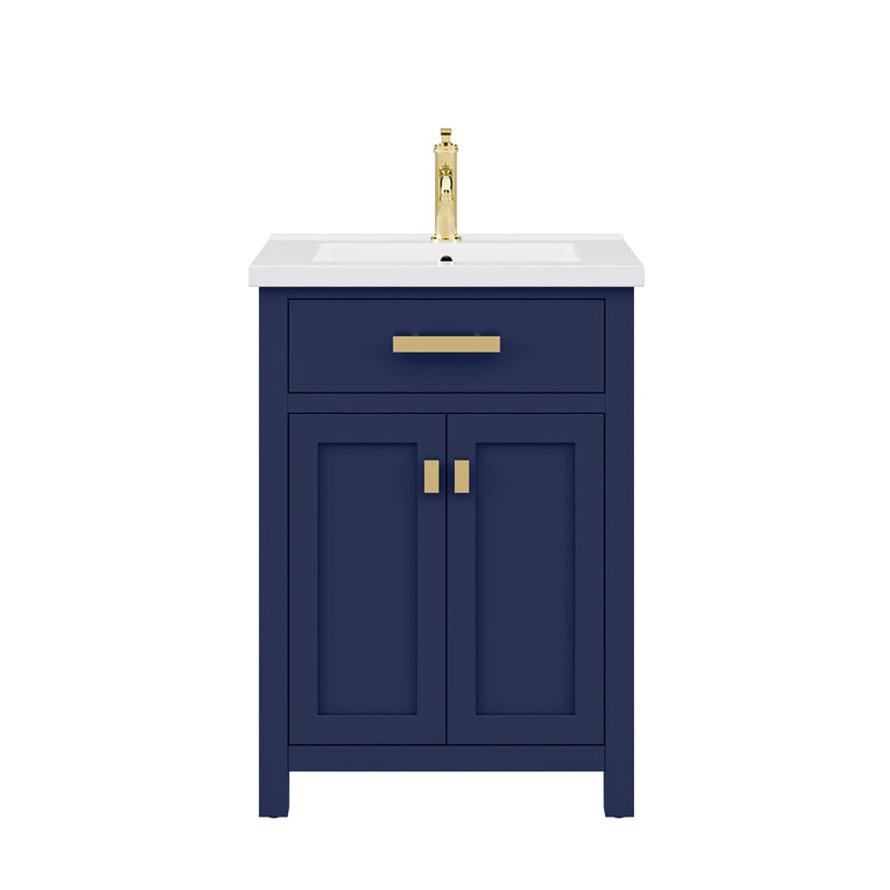 Water Creation MY24CR - Myra 24 In. Single Integrated Rectangular Ceramic Sink Pre-Assembled Transitional Style Bathroom Vanity