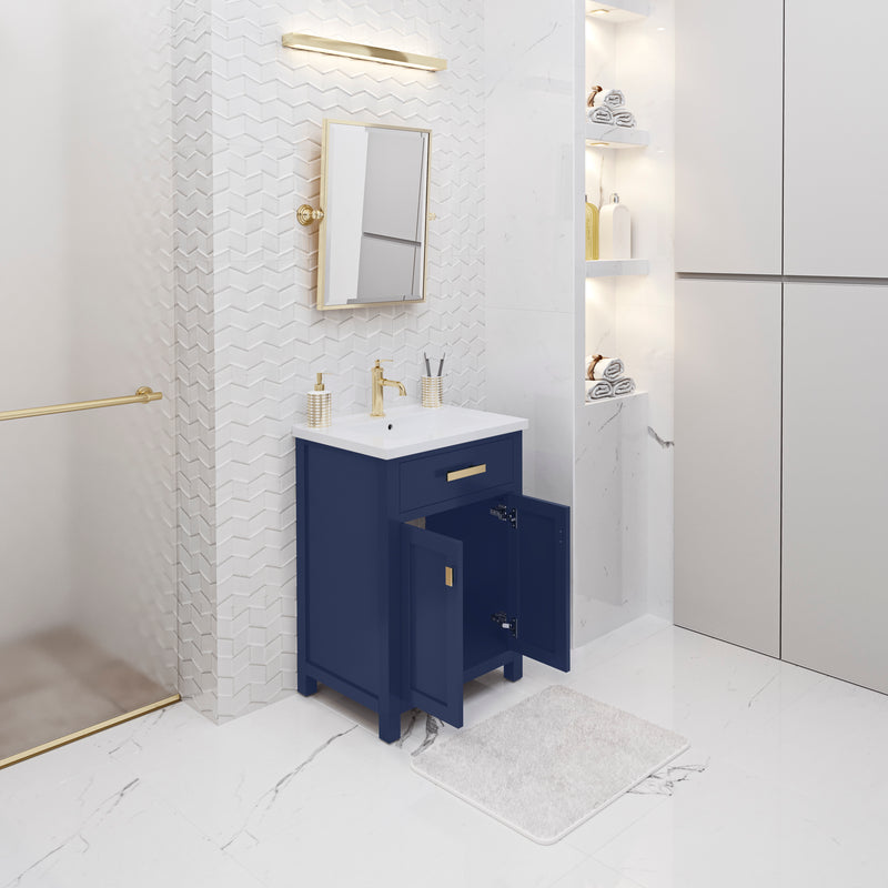 Water Creation MY24CR - Myra 24 In. Single Integrated Rectangular Ceramic Sink Pre-Assembled Transitional Style Bathroom Vanity