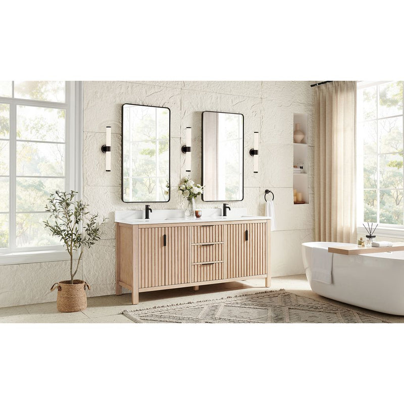 Vinnova 704272-AN-GW Shenzhen 72" Double Sink Bath Vanity in Aged Natural Oak