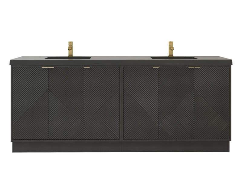 Moreno Bath MT84DFS Mason 84" Fluted Freestanding Bathroom Vanity with Double Sink Top