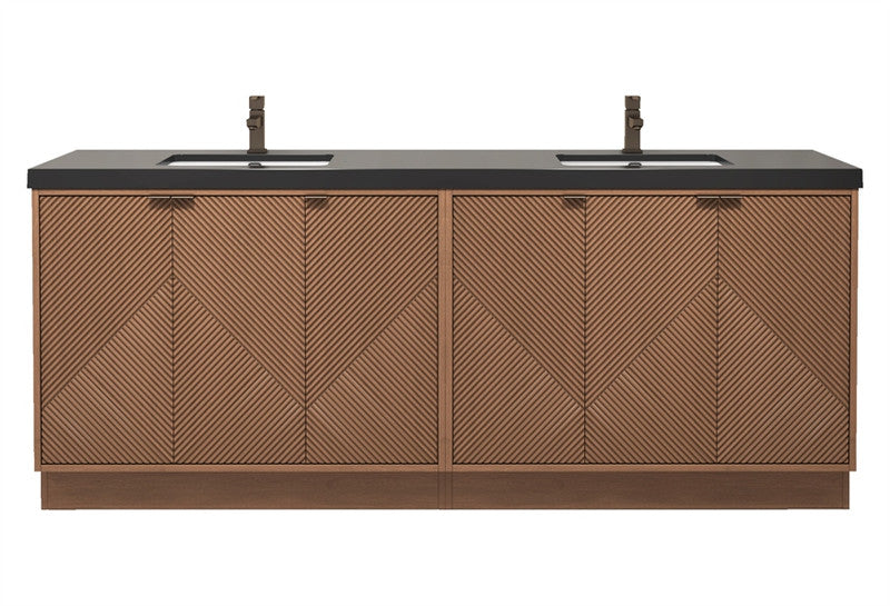 Moreno Bath MT84DFS Mason 84" Fluted Freestanding Bathroom Vanity with Double Sink Top