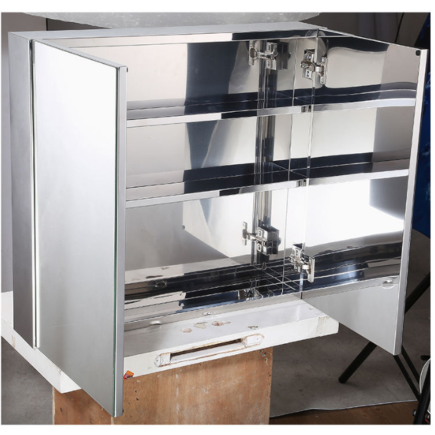 Bathroom Mirrored Medicine Cabinet with Surface or Recessed Mounting Storage