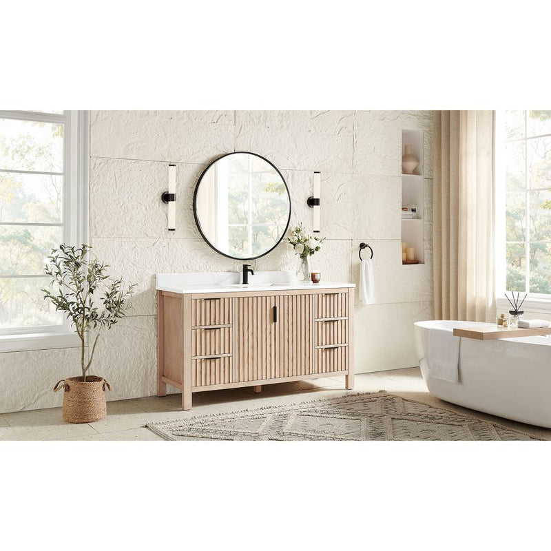 Vinnova 704260-AN-GW Shenzhen 60" Single Sink Bath Vanity in Aged Natural Oak