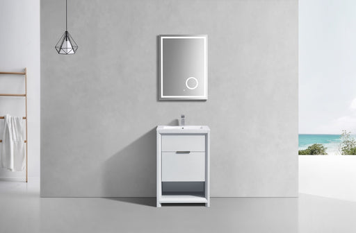 Kube Bath NUDO24-GW Nudo 24" Gloss White Free Standing Single Sink Bathroom Vanity with Reinforced Acrylic Composite Top - view 2
