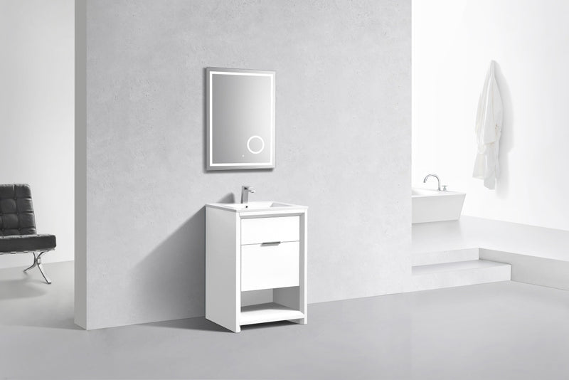 Kube Bath NUDO24-GW Nudo 24" Gloss White Free Standing Single Sink Bathroom Vanity with Reinforced Acrylic Composite Top - view 3