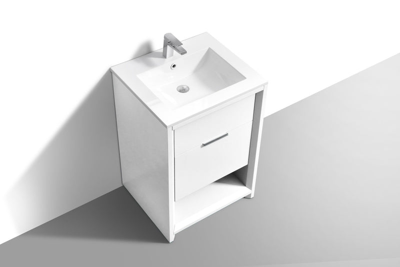 Kube Bath NUDO24-GW Nudo 24" Gloss White Free Standing Single Sink Bathroom Vanity with Reinforced Acrylic Composite Top - view 4