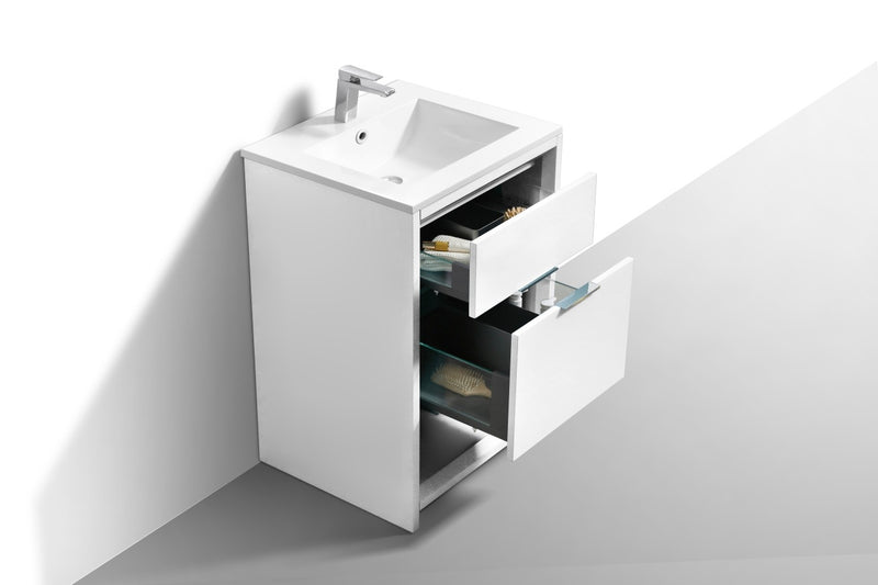 Kube Bath NUDO24-GW Nudo 24" Gloss White Free Standing Single Sink Bathroom Vanity with Reinforced Acrylic Composite Top - view 5