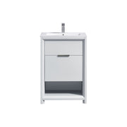 Kube Bath NUDO24-GW Nudo 24" Gloss White Free Standing Single Sink Bathroom Vanity with Reinforced Acrylic Composite Top