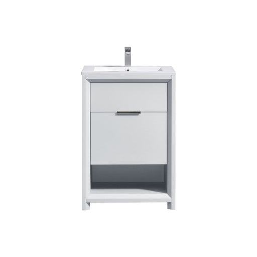 Kube Bath NUDO24-GW Nudo 24" Gloss White Free Standing Single Sink Bathroom Vanity with Reinforced Acrylic Composite Top