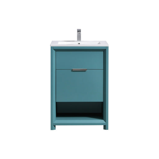 Kube Bath NUDO24-TG Nudo 24" Teal Green Free Standing Single Sink Bathroom Vanity with Reinforced Acrylic Composite Top