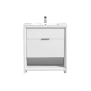 Kube Bath NUDO32-GW Nudo 32" Gloss White Free Standing Single Sink Bathroom Vanity with Reinforced Acrylic Composite Top