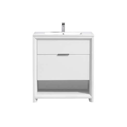 Kube Bath NUDO32-GW Nudo 32" Gloss White Free Standing Single Sink Bathroom Vanity with Reinforced Acrylic Composite Top