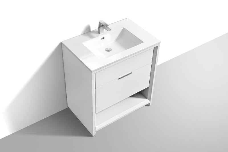 Kube Bath NUDO32-GW Nudo 32" Gloss White Free Standing Single Sink Bathroom Vanity with Reinforced Acrylic Composite Top - view 3