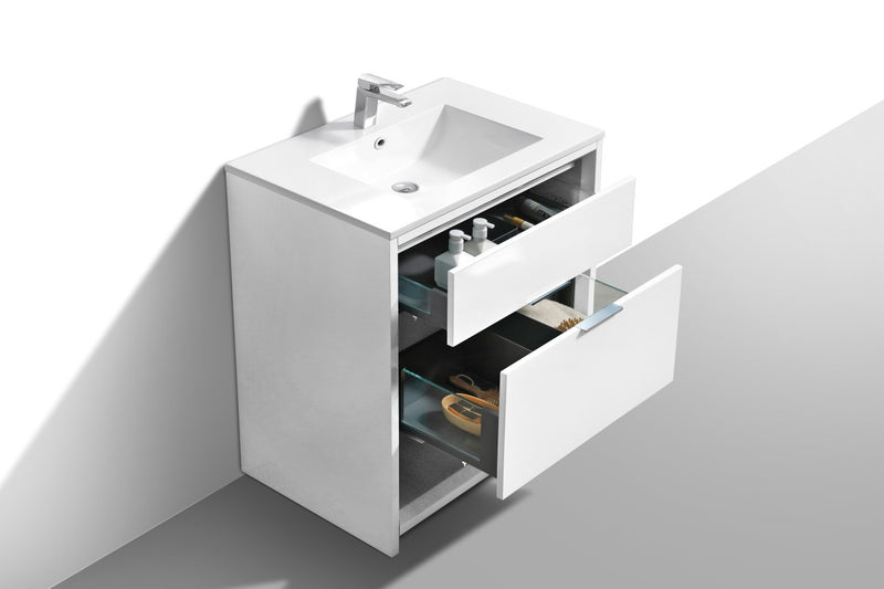 Kube Bath NUDO32-GW Nudo 32" Gloss White Free Standing Single Sink Bathroom Vanity with Reinforced Acrylic Composite Top - view 4