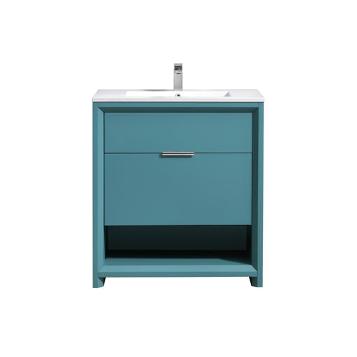Kube Bath NUDO32-TG Nudo 32" Teal Green Free Standing Single Sink Bathroom Vanity with Reinforced Acrylic Composite Top