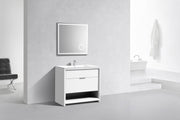 Kube Bath NUDO36-GW Nudo 36" Gloss White Free Standing Single Sink Bathroom Vanity with Reinforced Acrylic Composite Top - view 2