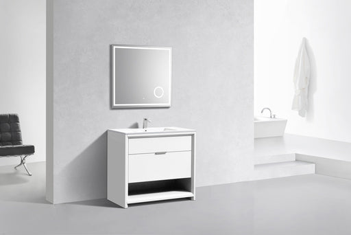 Kube Bath NUDO36-GW Nudo 36" Gloss White Free Standing Single Sink Bathroom Vanity with Reinforced Acrylic Composite Top - view 2